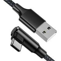 Kabel USB Micro USB Sudut Kanan Berlapis Pelindung Kepang Panjang 2m Desain Magnetik Konduktor Tembaga Berlapis Timah untuk Mobil Pengisian Cepat Earphone