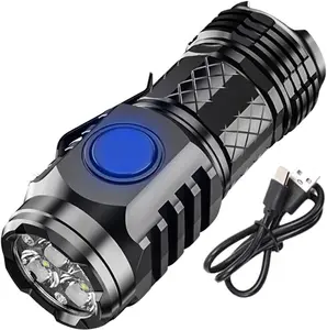 Flashlight Lamp, Outdoor Hot Sale USB Rechargeable 395nm LED Mini Retractable Zoomable Flashing Alarm Flashlight