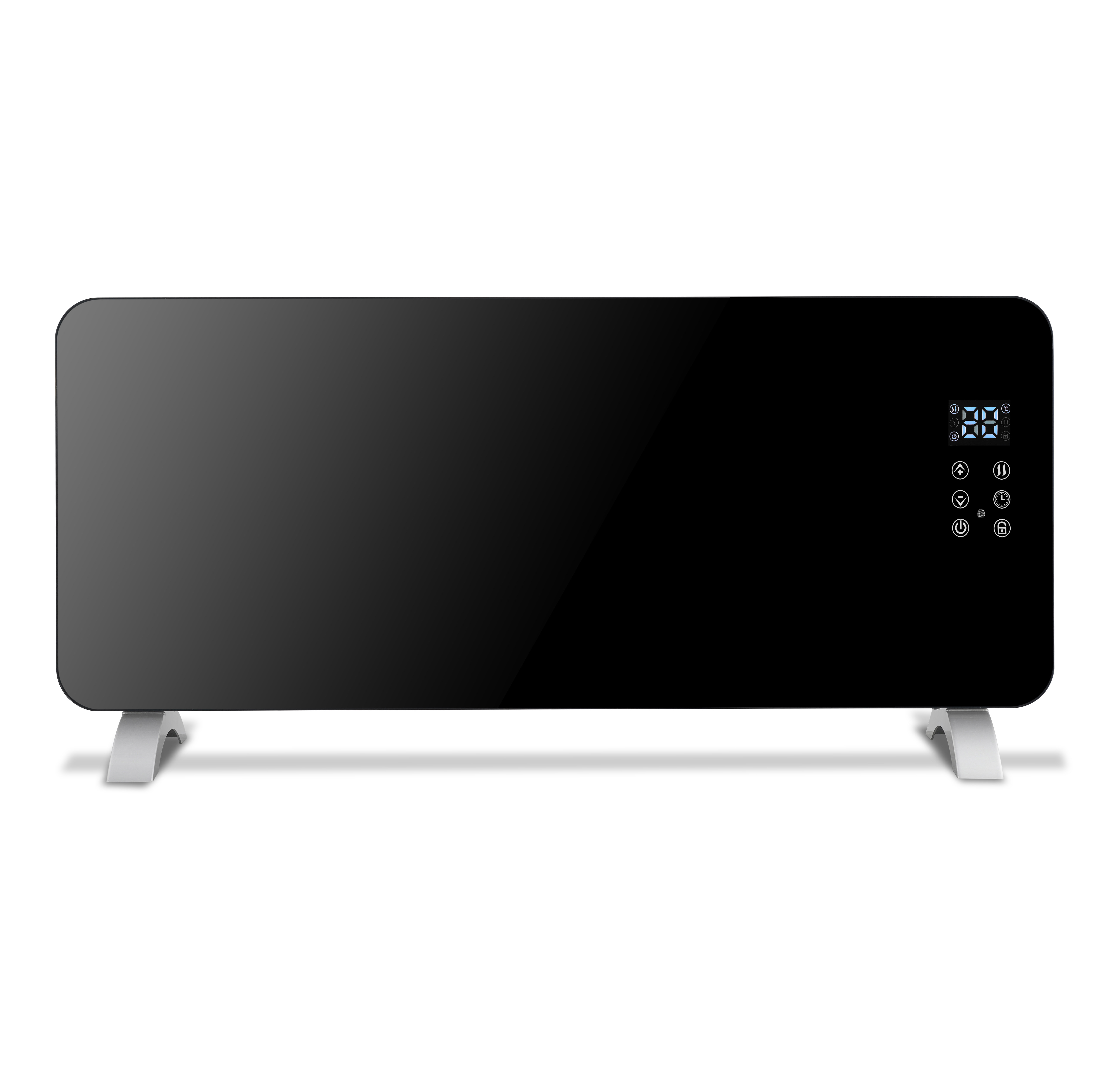 Wifi System and Remote Control Heater 2000W Glass Smart Panel Heater in Black Color