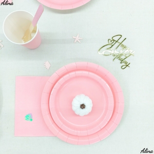 Vajilla Desechable de Color Liso DAMAI, Color Rosa Bebé, Artículos para Fiestas, Cumpleaños, Eventos, Campamentos, Decoración de Mesa, Servilletas de Papel, Vasos, Platos - Product Image 6