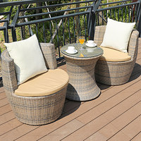 Ensemble de table et chaises d'extérieur en plastique, mobile, trois pièces (table basse) ou cinq pièces (ensemble de balcon), design minimaliste moderne, pour la détente