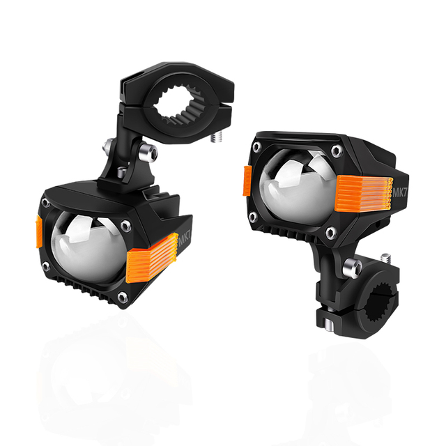 2Pcs Motorcycle Spotlight With Red DRL Strobe Mode Led Driving Fog Light Yellow White Headlight Work Light ForMotorcycle MK7W