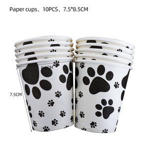 Juego de Artículos para Fiesta con Estampado de Huellas de Perro Negro, Platos, Vasos y Servilletas Desechables de Papel, Kit de Decoración para Fiesta Temática de Animales - Product Image 4