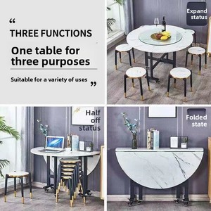 Mesa de Comedor Plegable Moderna de Lujo Ligero, Tablero de Roca Ultrafino, Mueble Móvil para Apartamentos Pequeños, <span class=keywords><strong>Muebles</strong></span> de Comedor <span class=keywords><strong>Gratis</strong></span> - Product Image 5