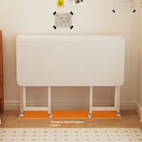 Bureau d'ordinateur pliable ergonomique moderne et portable pour la maison, table convertible élégante avec roulettes, cadre métallique réglable, idéal pour le chevet