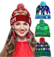Bonnet tricoté de Noël à LED lumineux Bonnet de Noël Bonnet d'hiver unisexe avec LED colorées pour Noël Nouvel An