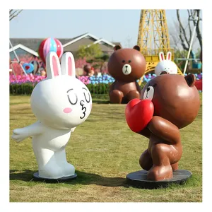 New Design Rabbit Cartoon Cute Outdoor Garden Customized Fiberglass Animal Sculpture
