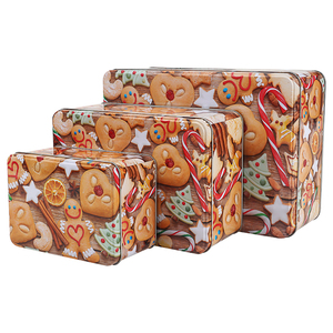 Tùy chỉnh in ấn khuyến mại Xmas quà tặng trang trí thân thiện với môi tinplate hình chữ nhật Cookie Biscuit bánh hộp thiếc - Product Image 1