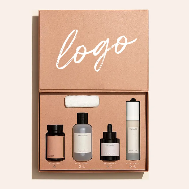 Imballaggio set di cosmetici per trucco magnetico scatola di immagazzinaggio scatola di carta postale rosa crema per la cura della pelle personalizzata di alta qualità