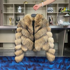 フォックスファーコート女性用クロップドファージャケットカスタマイズ豪華 - Product Image 1