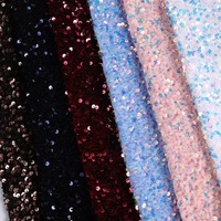 Tissu en velours bleu à paillettes de 5 mm, extensible, pour robe de femme, prix de gros