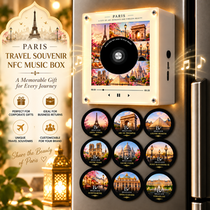 Imán para Refrigerador con Música NFC BRAVION, Arquitectura Emblemática Personalizada, Disco Giratorio con Luz, Recuerdo de Viaje, Set de Regalo Turístico con Altavoz - Product Image 1