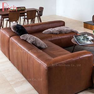 Sofá seccional moderno de cuero marrón claro para sala de estar, moderno sofá en forma de <span class=keywords><strong>L</strong></span> - Product Image 6