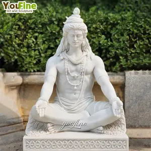 Venda quente Pedra Natural Escultura Religiosa Indiana Estátua De Mármore Shiva Deus Hindu