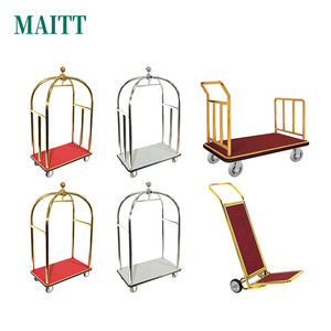 Carrito de equipaje de vestíbulo de hotel personalizado al por mayor, carro de mano dorado, transporte de equipaje de aeropuerto - Product Image 5