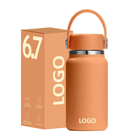 Botol Termos Mini Stainless Steel 7oz 200ml dengan Pegangan untuk Anak Sekolah, Bebas BPA, dengan Pegangan Silikon Portabel, Kembali ke Sekolah