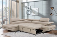 Canapé-lit modulable en L avec tête de lit et port USB, mobilier moderne pour la maison, avec revêtement en tissu pour chambre et salon