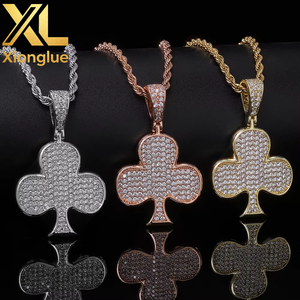 Wholesale Hip Hop Iced Out CZ Hamsa Hand Pendant Necklace 18K Gold Plated <b>Copper</b> Unisex Gift - Product Image 5