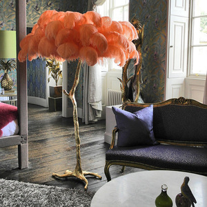 Personnalisé Luxe Moderne LED Lampadaire Arbre Maison Hôtel Décoration <span class=keywords><strong>avec</strong></span> Plume d'autruche Stand Éclairage pour Design Intérieur - Product Image 3