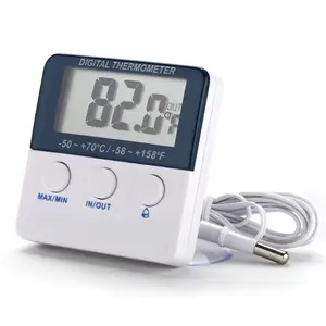 Misuratore di temperatura di allarme max min LCD IN OUT misuratore di temperatura montato su magnete sonda minima massima termometro da frigorifero