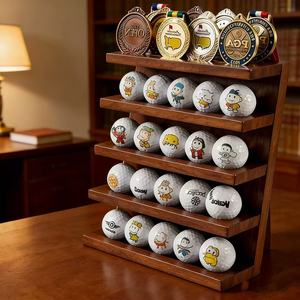 Estante de almacenamiento de béisbol de madera transfronterizo, estante de almacenamiento de medallas de varias capas, estante de exhibición de pelotas de ping-pong, estante para medallas y recuerdos - Product Image 1