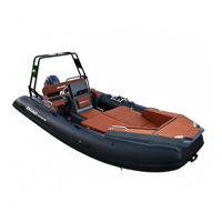 Yacht semi-rigide de luxe LUX460 en aluminium de 4,6 m avec plancher en EVA et tour de wakeboard pour la navigation côtière, petit bateau familial