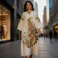 Robe Abaya Ethnique en Satin Respirant pour Femme, Taille Unique, Longue et Ample, Longueur Cheville, Idéale pour Mariage, Printemps, Mode, Nuit – Vente en Gros MooMoo
