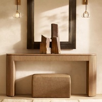 Table d'entrée moderne en bois massif ensemble de salon table console de luxe avec miroir