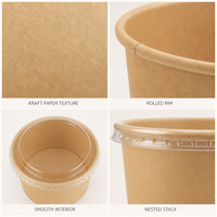 Bol en papier kraft avec couvercle transparent, plusieurs tailles, contenant alimentaire jetable pour restaurant, café, à emporter