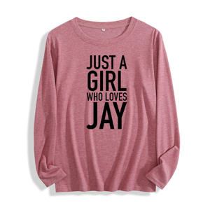 Tissu doux "Just a Girl Who Loves <span class=keywords><strong>Jay</strong></span> Typography Graphic" T-shirt à manches longues Multi Colors - Product Image 4