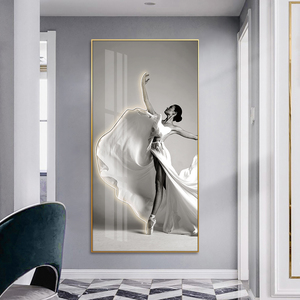 Huamiao <span class=keywords><strong>personnalisé</strong></span> Art moderne danse fille Led mur Art décor à la maison luxe salon <span class=keywords><strong>verre</strong></span> peinture - Product Image 2