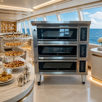 Oven Roti Komersial Rui Tai 3 Dek 6 Loyang, Pemanas Seragam Stainless Steel Suhu Dapat Diatur, Untuk Memanggang Roti dan Kue