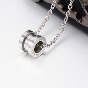 Diamond Pendant Necklace Unisex <b>Titanium</b> Steel Round Brilliant Cut Natural Diamond Everyday Wear - Product Image 3