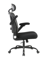 Chaise de bureau ergonomique à dossier haut en maille noire réglable avec accoudoirs et casque 6D intégrés