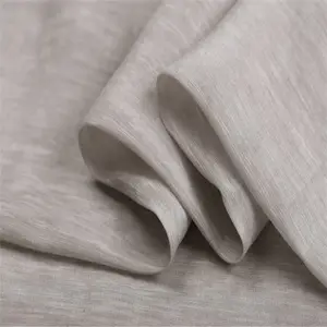 Breathable Soft Silk Linen Fabric Hemp 50% Silk 50% Linen Clear Grain Thin Printing Dyed for Dress Veil Lace