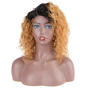 Pemasok pabrik grosir ramping untuk wanita warna pirang rambut virgin Brasil tanpa simpul gelombang air wig rambut manusia renda depan