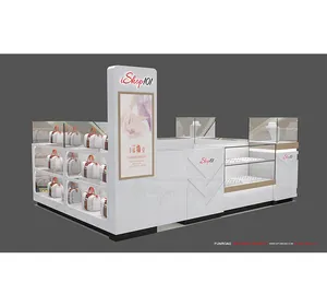 Beste verkopen houten glas Sieraden display kiosk voor sieraden/handtas/horloge store display