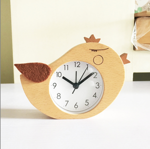 Orologio muto animale in legno in stile europeo soggiorno camera da letto cartone animato quarzo studio luminoso sveglia alla moda - Product Image 4