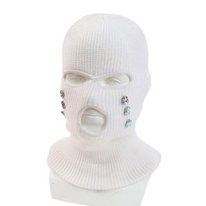 Nouveau chapeau trois-en-un : bonnet tricoté brodé, écharpe et masque en coton - Product Image 3