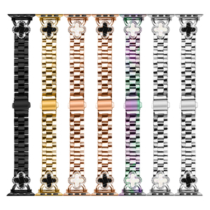 <span class=keywords><strong>Bracelet</strong></span> <span class=keywords><strong>de</strong></span> remplacement en métal pour Apple Watch Ultra 3 2 Series 11 10, trèfle à quatre feuilles, petit <span class=keywords><strong>bracelet</strong></span> en acier inoxydable à trois brins - Product Image 1