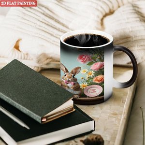 Tasse à café magique 11oz en céramique noire givrée, mug changeant de couleur à la chaleur, pour une surprise d'anniversaire - Product Image 3