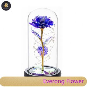 Flores artificiales <span class=keywords><strong>2022</strong></span>, flor eterna de lámina de oro de 24 quilates con luces de cadena, rosa de <span class=keywords><strong>la</strong></span> <span class=keywords><strong>Bella</strong></span> <span class=keywords><strong>y</strong></span> <span class=keywords><strong>La</strong></span> <span class=keywords><strong>Bestia</strong></span> en cúpula de cristal, regalo para niñas - Product Image 2
