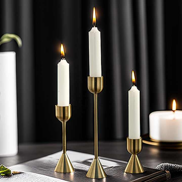 Silver Aluminum Candelabra Holder - 5 Arm Taper Candlestick 33" Tall Traditional Decorative Piece
