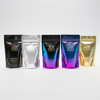 Sachet Doypack à Fermeture Éclair Coulissante Dorée Métallisée, Scellable à Chaud, pour Compléments Alimentaires, 800g, Transparent Haute Brillance, Marque Privée
