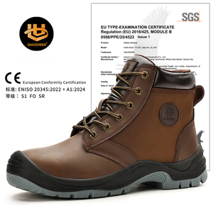 Bottes de sécurité en cuir Crazy Horse résistantes à l'usure, antistatiques, anti-impact, antidérapantes, résistantes à l'huile et anti-perforation - Product Image 1