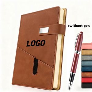 Wholesale Promotional Luxury Gifts Items Notebook Gift Set Business Office Brown Faux Leather Magnetic <b>Diary</b> <b>A5</b> Journal - Product Image 1