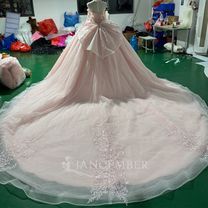 <span class=keywords><strong>Robe</strong></span> de bal de Quinceañera <span class=keywords><strong>rose</strong></span> <span class=keywords><strong>poudré</strong></span> Mct002, drapée, avec manches transparentes florales 3D, scintillante, pour fête des 15 ans, Jancember - Product Image 6