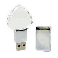 Clé USB en forme de cœur en verre cristal, lecteur flash USB 3.0, clé mémoire 8 Go 16 Go 32 Go, personnalisation du logo, clé USB