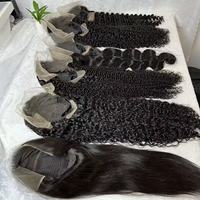 Cheveux humains naturels, densité 210%, 13x6 pour perruque à dentelle transparente, 28 pouces, lot de 6 pièces, lisses/bouclés/jerry bouclés/frisés