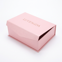 Caja de Joyería Magnética Plegable Rosa, Empaque de Regalo de Cartón Rígido para Collar, Pendientes y Anillo